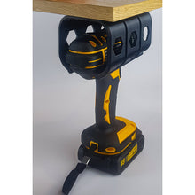 HEX-DOCK under-shelf holder for storing a cordless drill or screwdriver