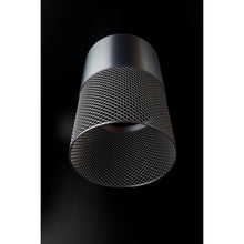 Nebula Max brushed silver pendant lamp with dark silver lattice detail
