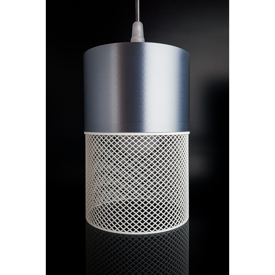 Loom Nebula Ivory silver-grey and white lattice pendant light