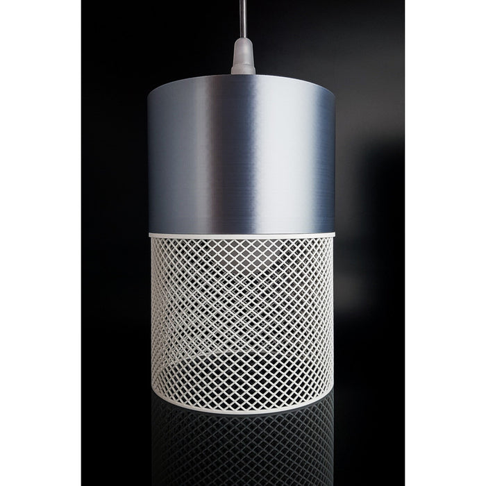 Loom Nebula Ivory silver-grey and white lattice pendant light