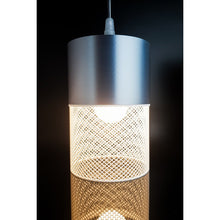 Loom Nebula Ivory silver-grey and white lattice pendant light