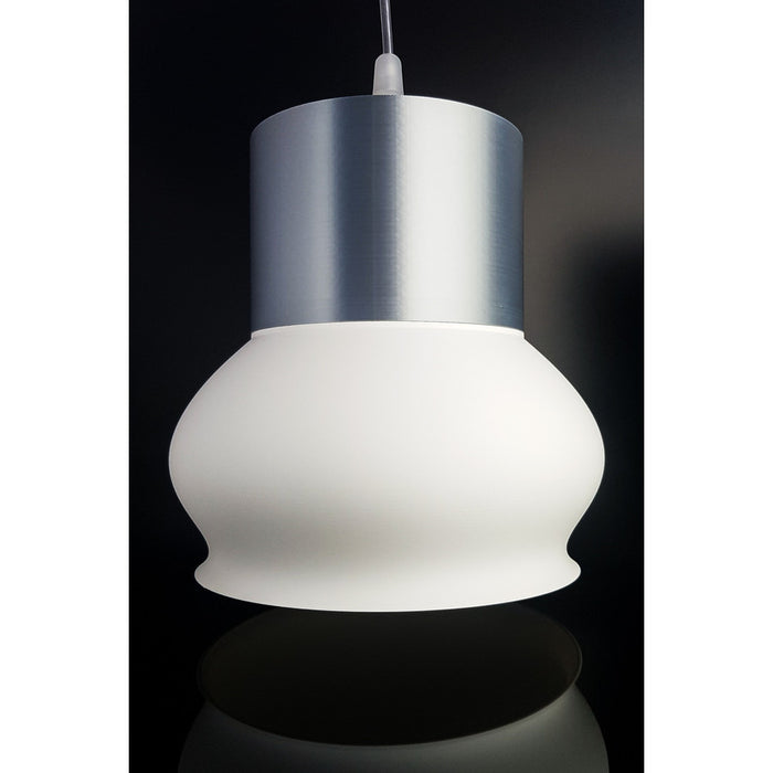 Nava Nebula Ivory modern pendant light with silver-effect top and matte ivory body
