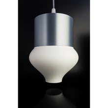 Teara Nebula Ivory modern lamp with silver-grey top and ivory sculptural shade