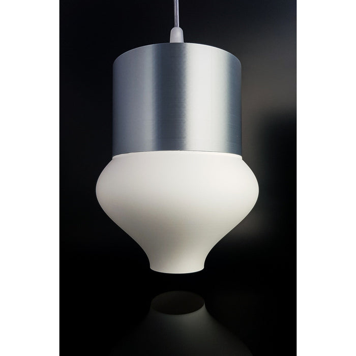 Teara Nebula Ivory modern lamp with silver-grey top and ivory sculptural shade
