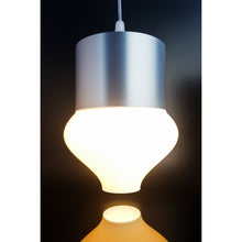 Teara Nebula Ivory modern lamp with silver-grey top and ivory sculptural shade