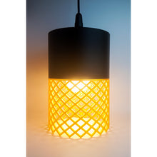 Vertex Onyx Aura 3D printed pendant light with black upper section and golden-yellow lower element