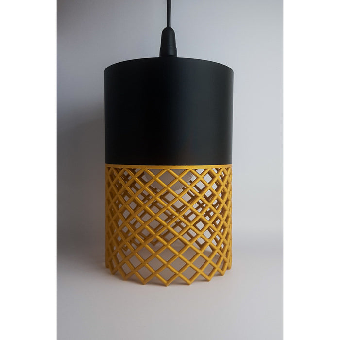 Vertex Onyx Dune 3D printed pendant light with black and golden-yellow design