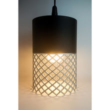 Vertex Onyx Nebula 3D printed pendant light with black and silver geometric design