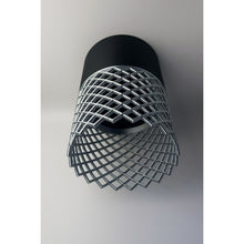 Vertex Onyx Nebula 3D printed pendant light with black and silver geometric design
