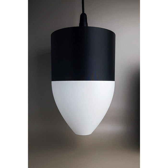 Nova Onyx Ivory 3D printed pendant light with black upper section and ivory conical lower shade