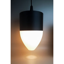 Nova Onyx Ivory 3D printed pendant light with black upper section and ivory conical lower shade