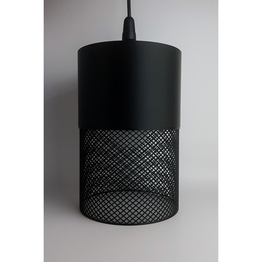 Black Loom Onyx Max 3D printed pendant light with mesh-textured shade