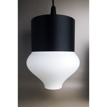 Teara Onyx Ivory 3D printed pendant light with black upper section and ivory curved shade