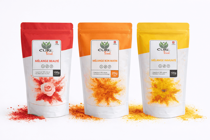 Essential Superfoods Discovery Pack with three Swiss superfood powder blends