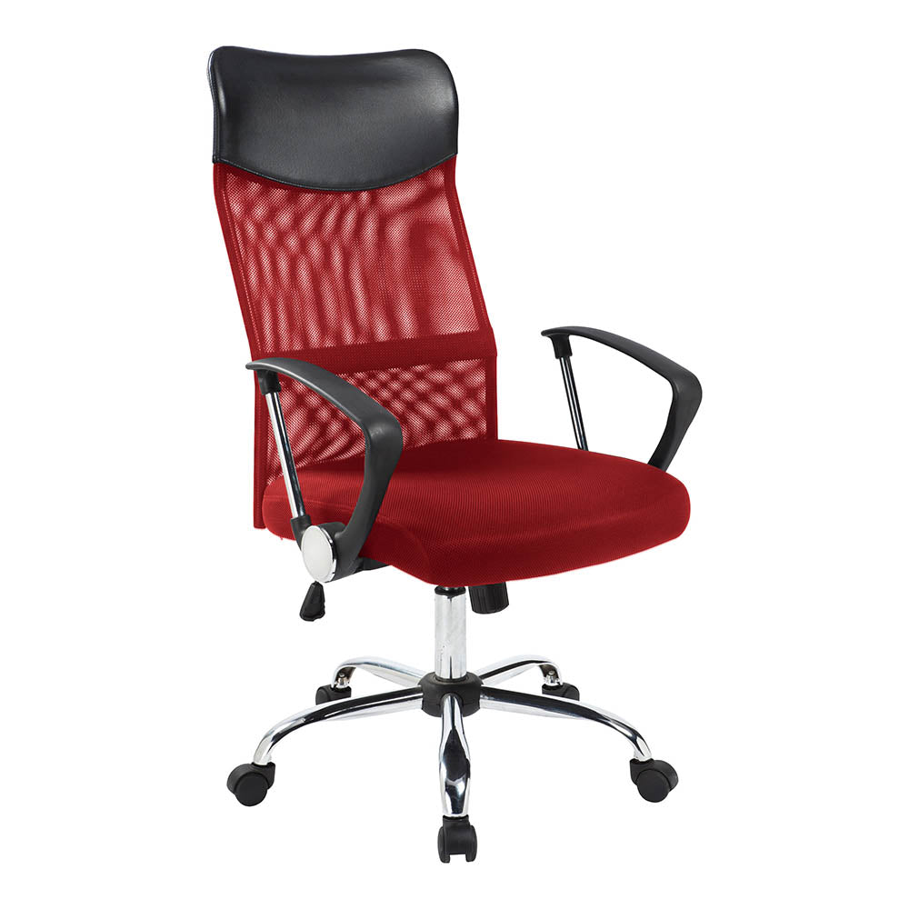 Ergonomikus irodai szék magasított háttámlával - piros-0