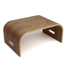 Oak wooden laptop tray with ventilation holes for use on a bed or sofa