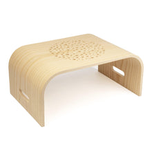 Oak wooden laptop tray with ventilation holes for use on a bed or sofa