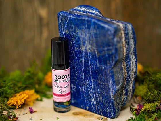 Pure and Open crystal and herbal infused roller with lapis lazuli