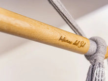 Grey and ecru Jinopete XL cotton hammock chair with wooden spreader bar