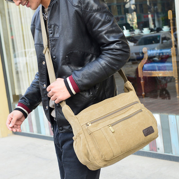 Khaki vászon crossbody táska