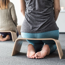 Oak wooden meditation bench for seiza sitting and mindful practice