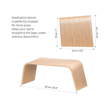 Oak wooden meditation bench for seiza sitting and mindful practice