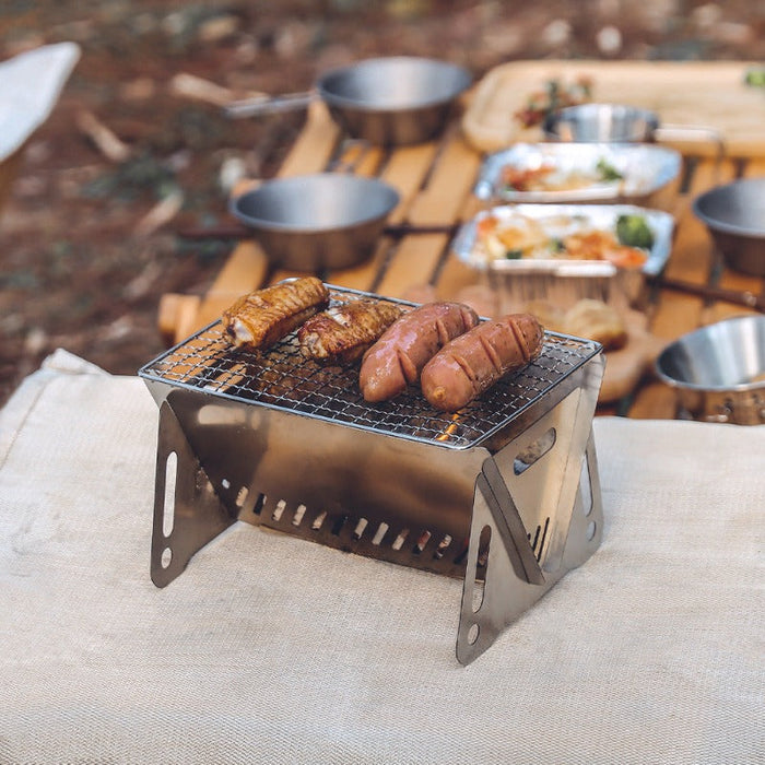 Összecsukható hordozható rozsdamentes acél BBQ grill