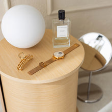 Round rotating wooden storage shelf for books, makeup, and everyday essentials