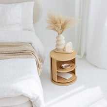Round rotating wooden storage shelf for books, makeup, and everyday essentials