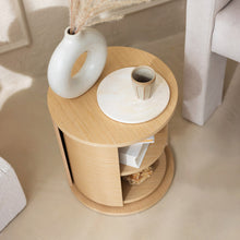 Round rotating wooden storage shelf for books, makeup, and everyday essentials