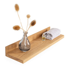 Set of two natural oak floating wall shelves for home decor and storage