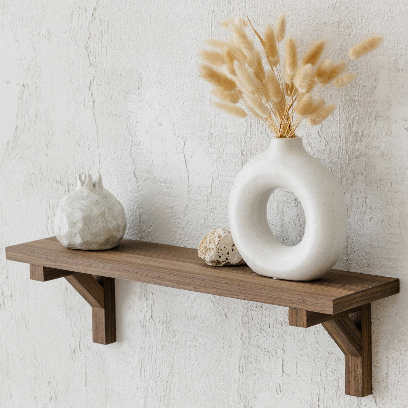 Walnut Floating Shelf with Hidden Wooden Brackets - Modern Wall Shelf - Zencloudshop.eu