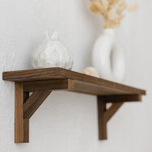 Walnut Floating Shelf with Hidden Wooden Brackets - Modern Wall Shelf - Zencloudshop.eu