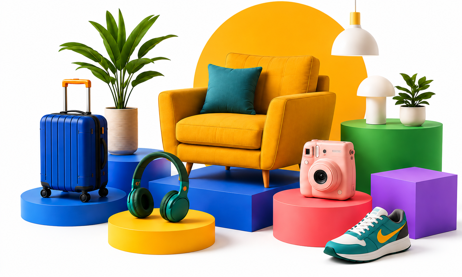 Színes 3D ZenCloudShop termékválogatás otthonra, utazáshoz és mindennapokra